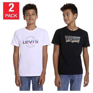 LEVI'S Youth Boys 2 Pack Tees T-Shirt Set White and Black‎ Size Small NWT!